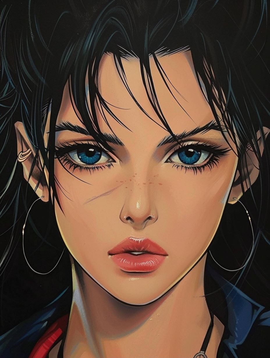 Cyberpunk Azure Gaze Portrait - Image 2