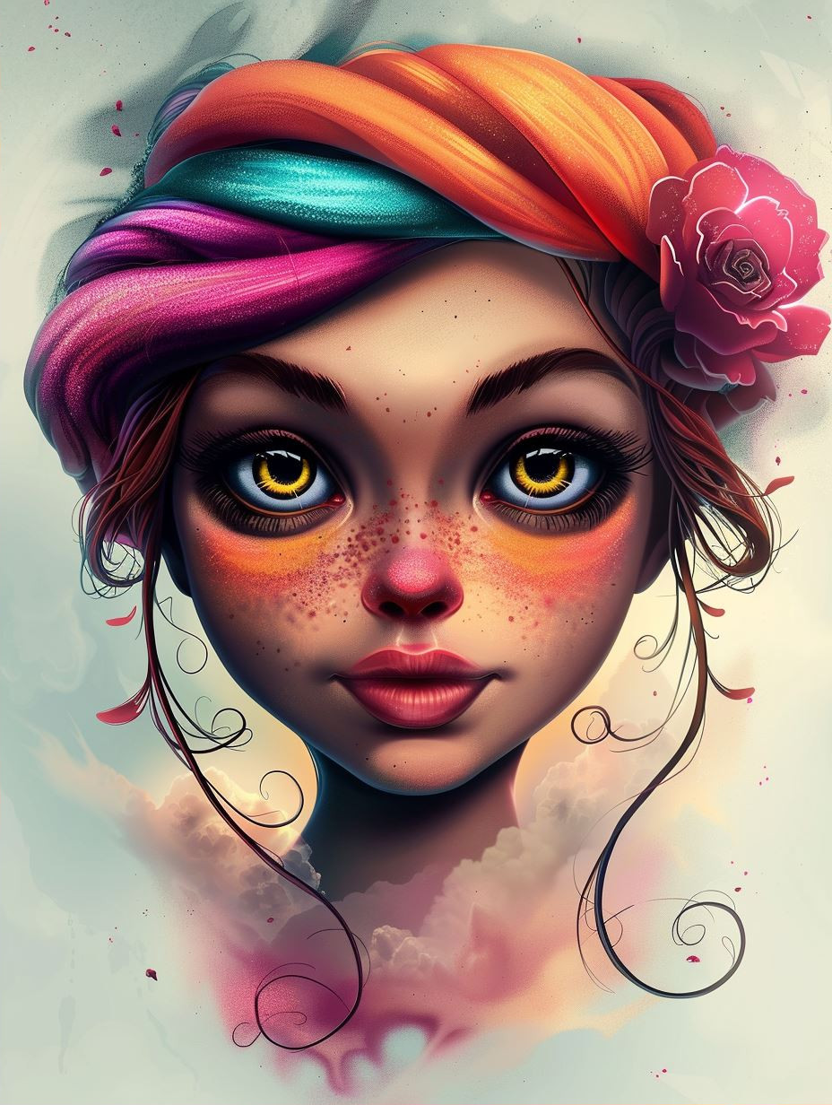 Ethereal Gaze of Crimson Freckles - Image 2