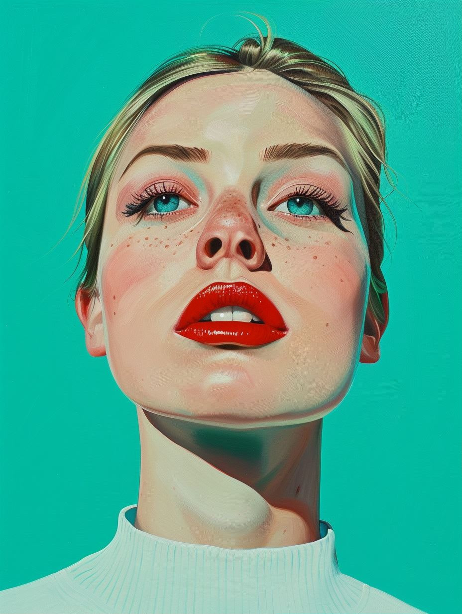 Cyan Dreams and Crimson Lips - Image 1