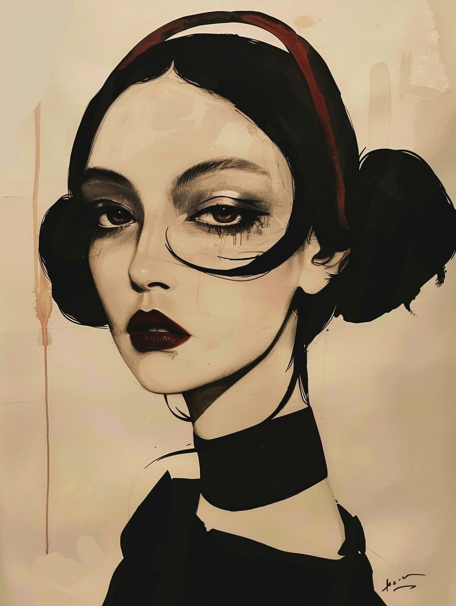 Noir Elegance in Crimson Contrast - Image 4