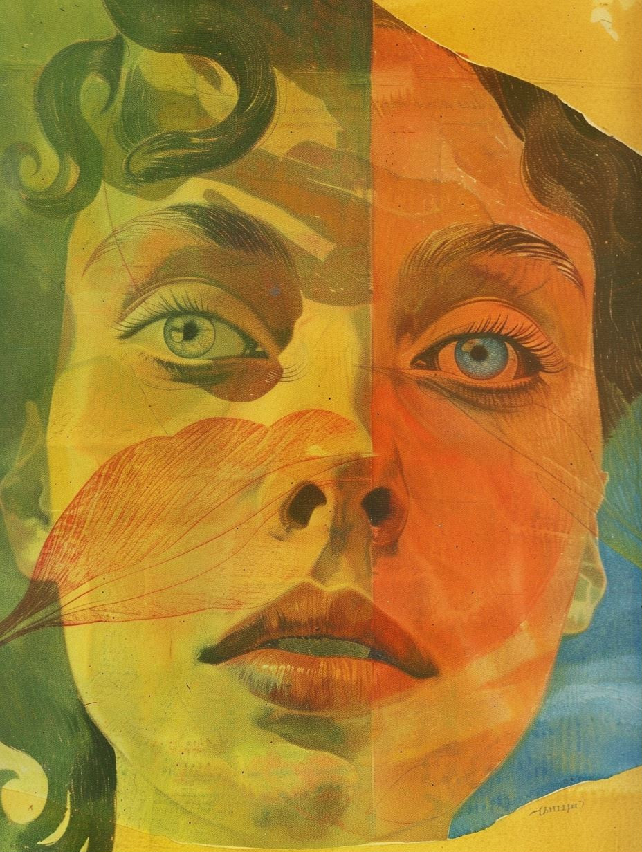 Fragmented Faces in Bold Color - Image 1