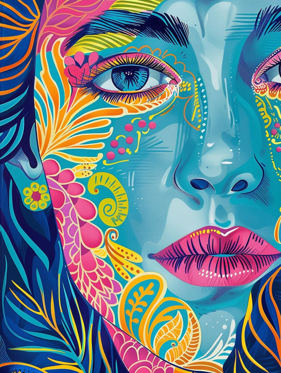 Vibrant Neon Prism Portrait - Image 3