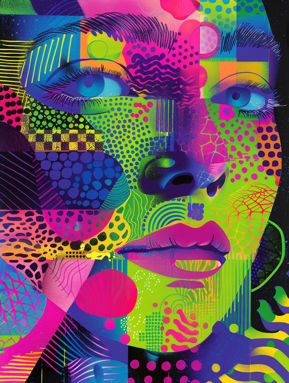 Vibrant Neon Geometric Portraits - Image 2