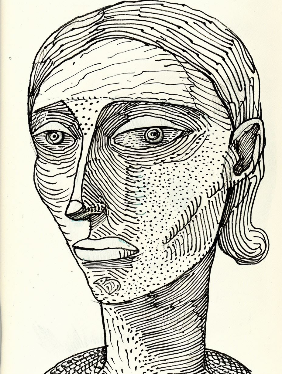 Intricate Ink Portrait Studies - Image 2