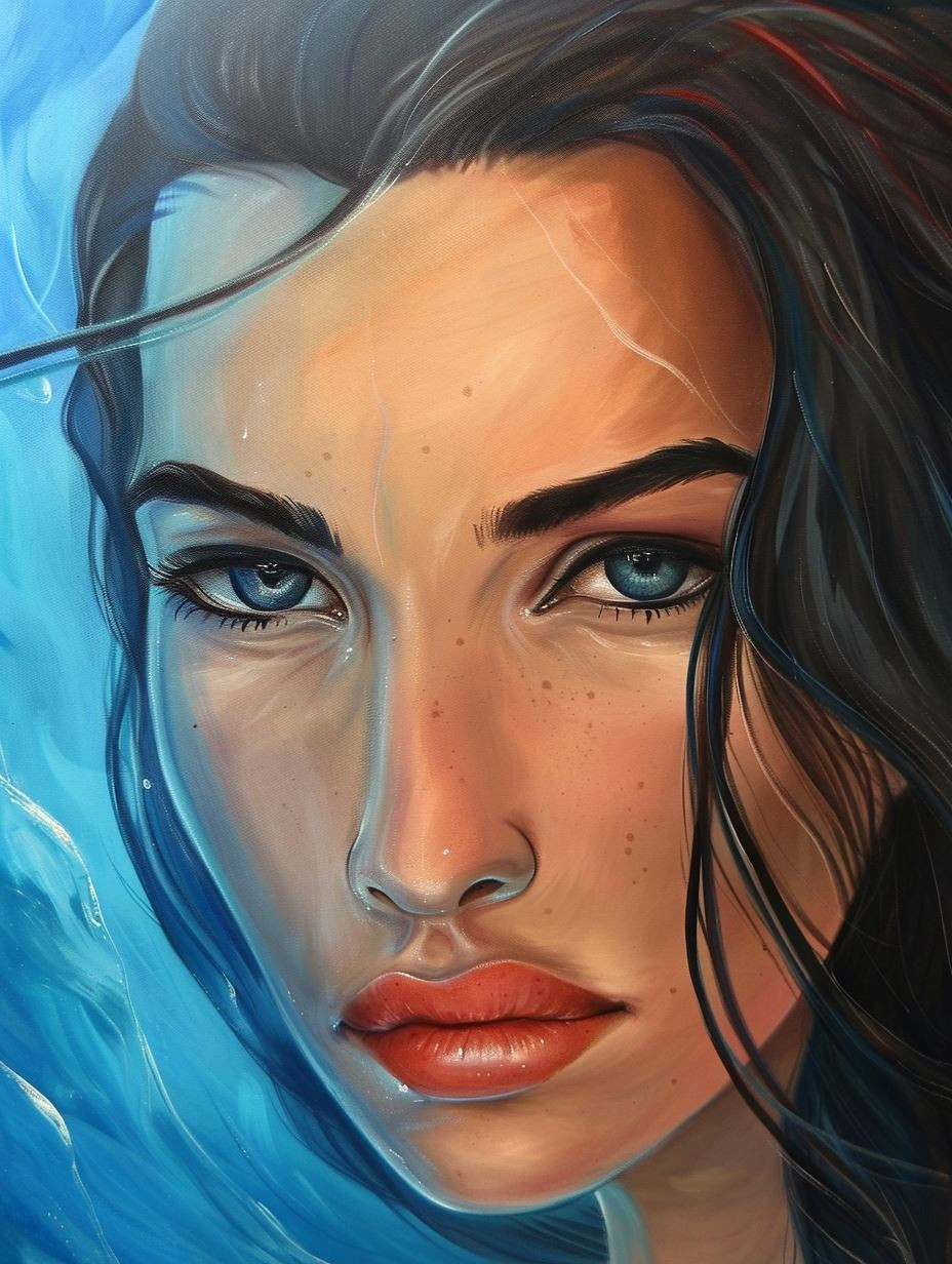 Digital Portraits of a Blue-Eyed Woman - Image 1
