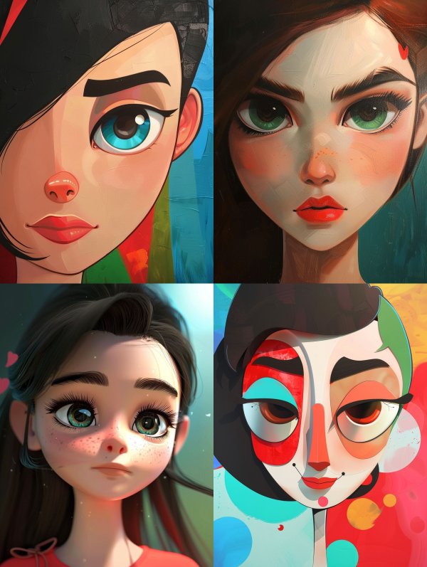 Diverse Digital Portraits of Stylized Women