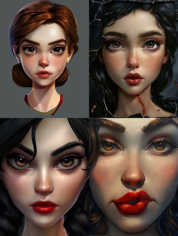 Digital Portraits of Stylized Female Faces