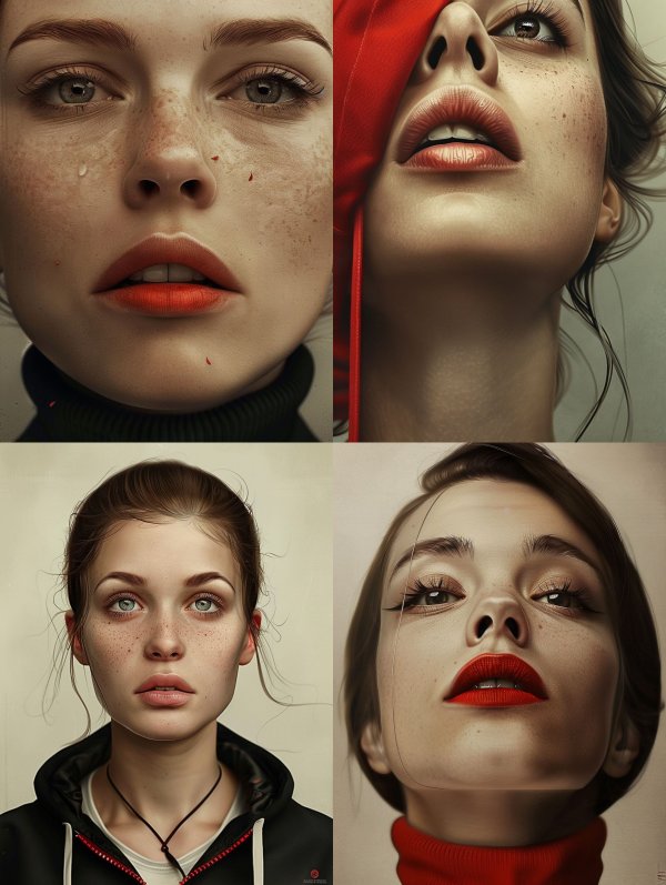 Bold Crimson Lip Portraits