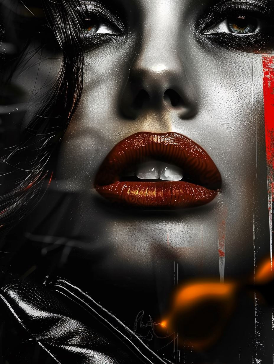 Crimson Lips Noir Elegance