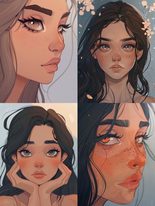 Ethereal Gazes: Digital Portrait Collection