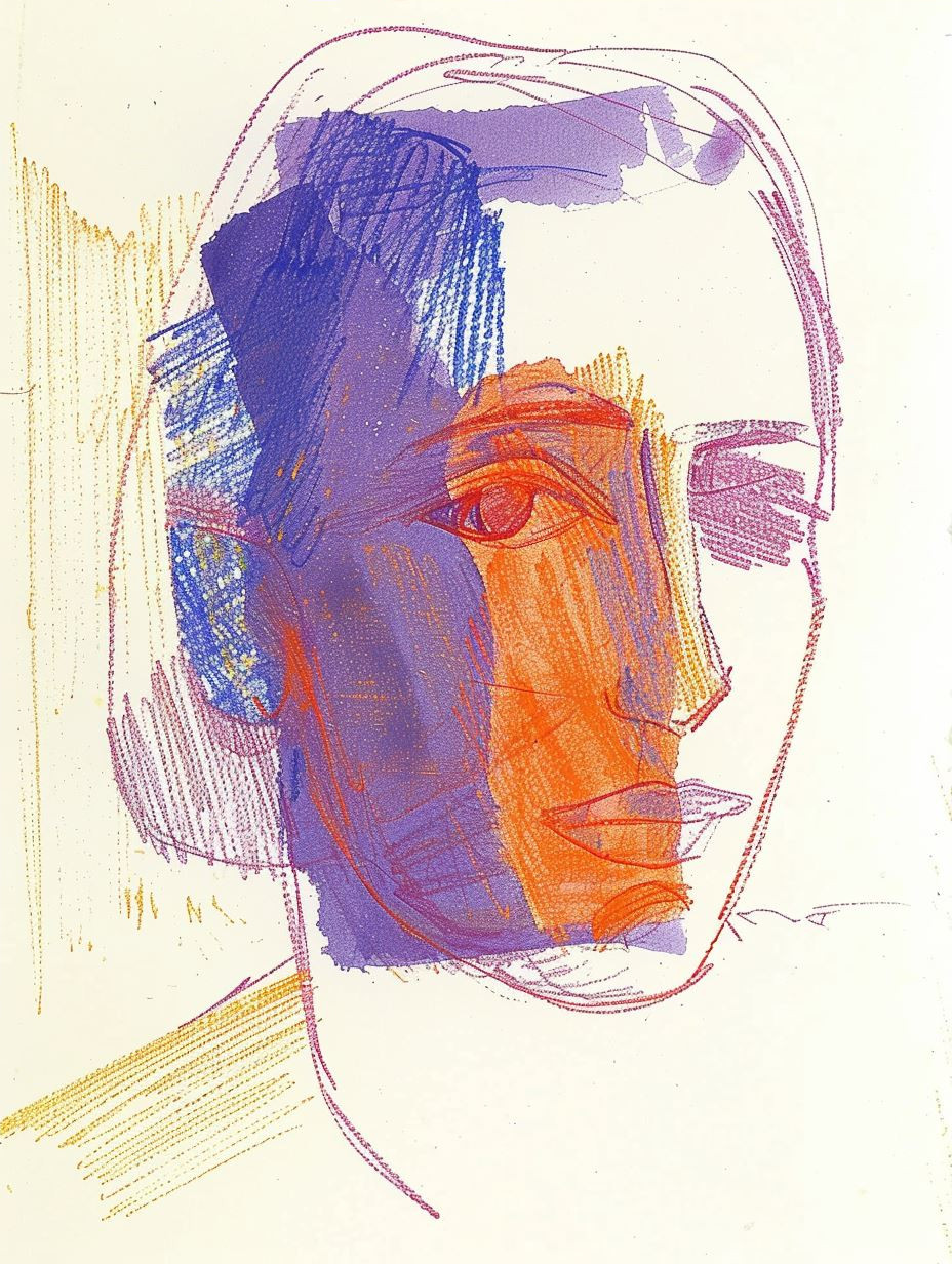 Vibrant Purple Portrait Sketches - Image 4