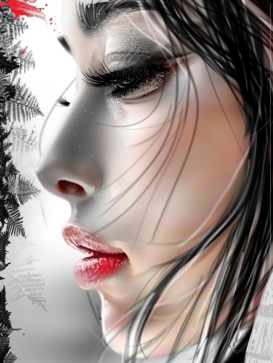 Ethereal Gazes in Monochrome and Red - Image 4