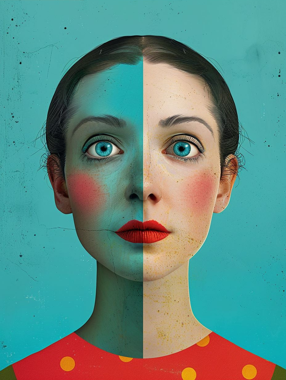 Vibrant Teal Surreal Portrait - Image 3