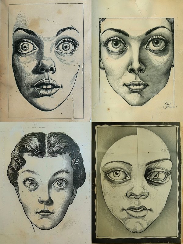 Vintage Stipple Ink Portrait
