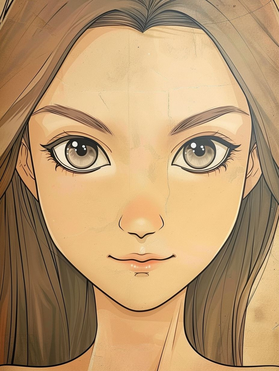 Vintage Anime Portrait Study - Image 1