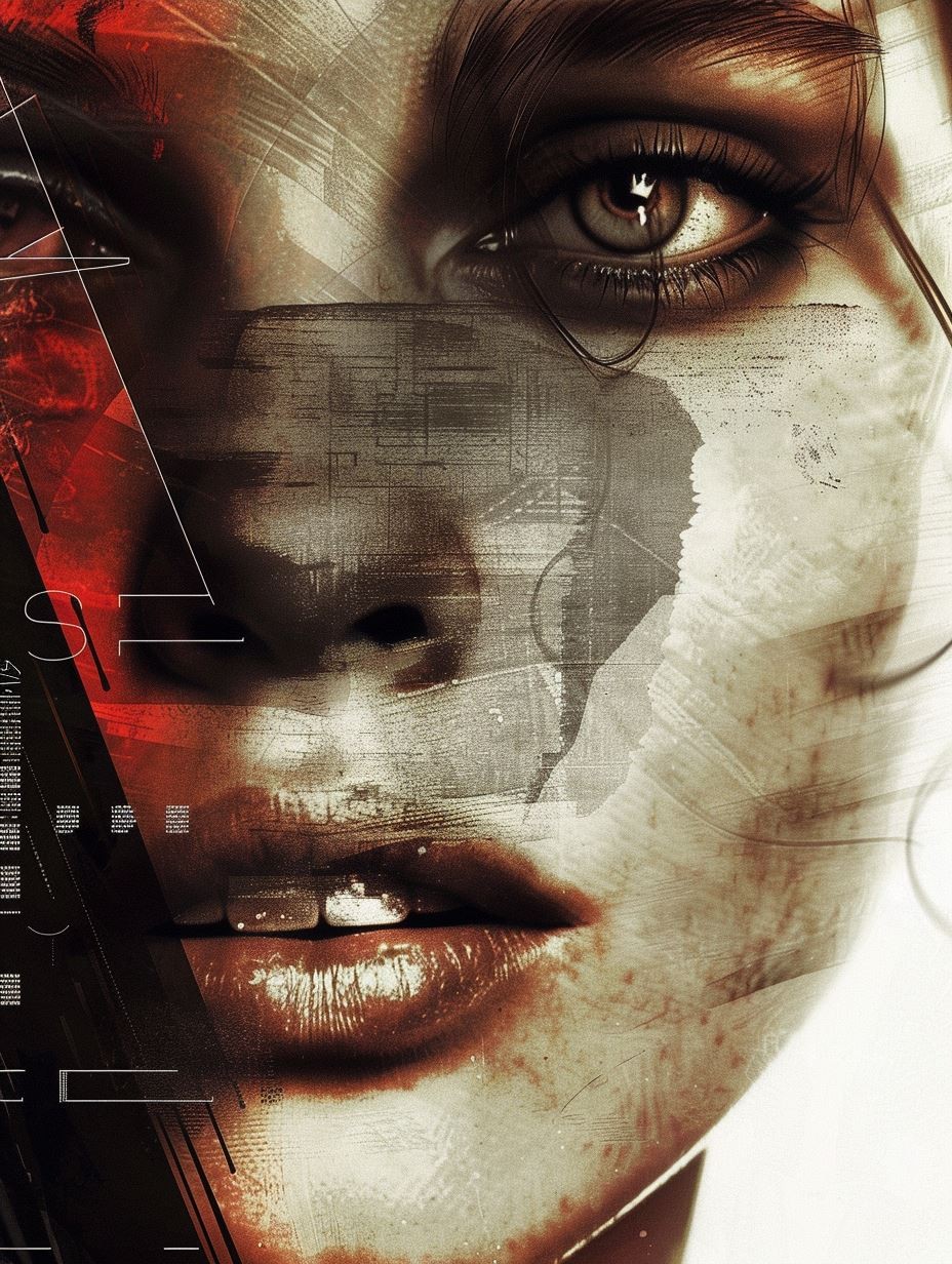 Crimson Glitch Surrealist Portrait - Image 3