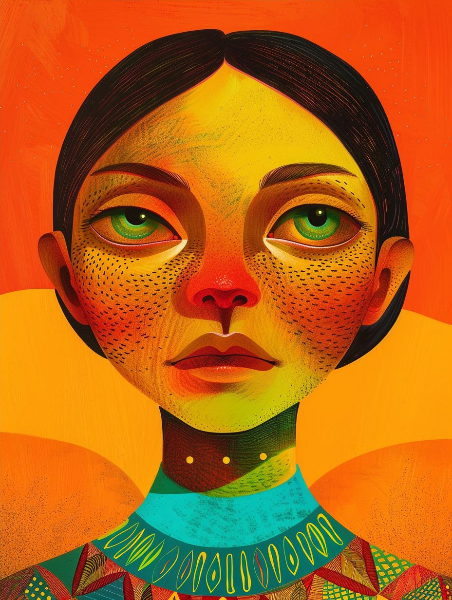 Vibrant Psychedelic Floral Portrait - Image 4