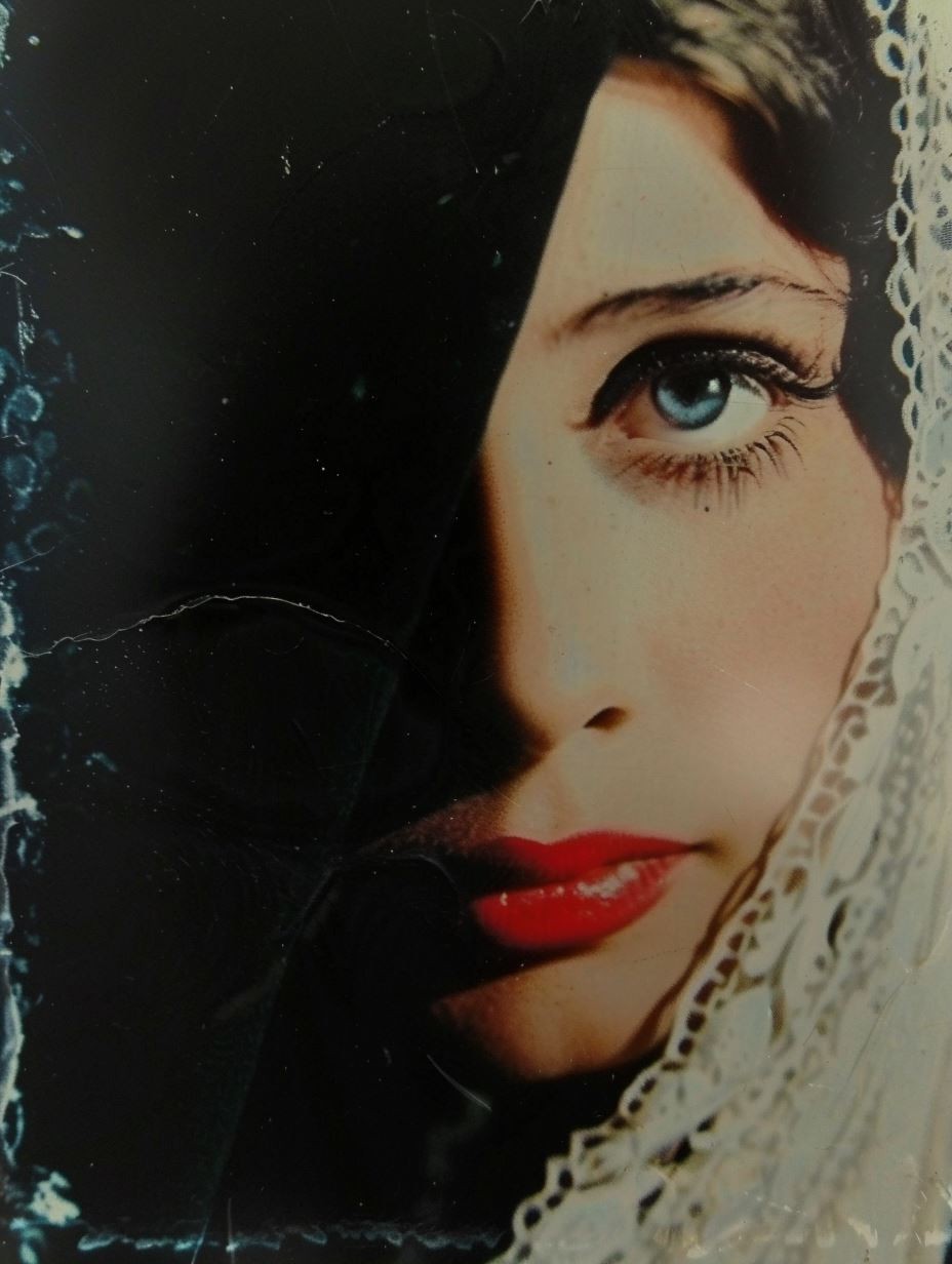 Mysterious Noir Lace Portrait - Image 1