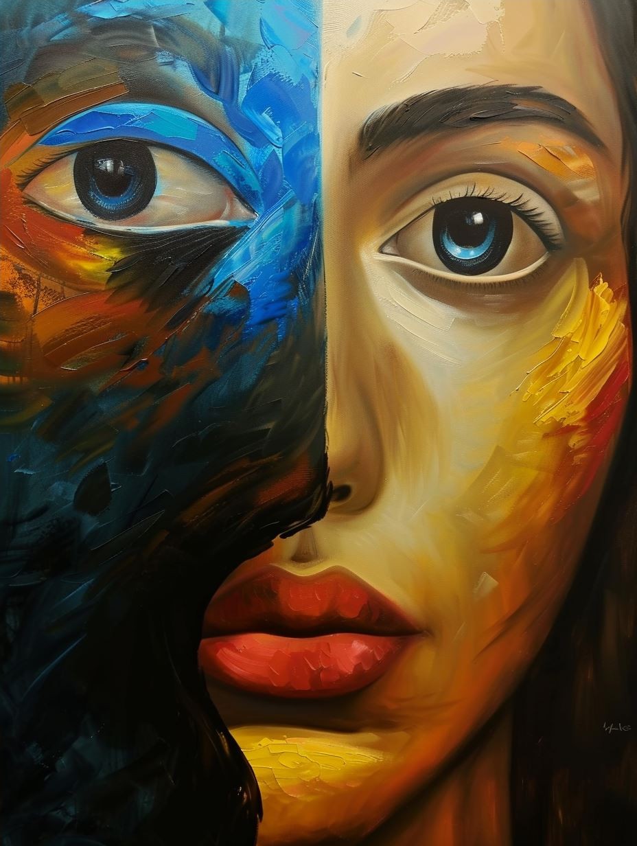 Dual Gaze Oil Portrait - Image 4