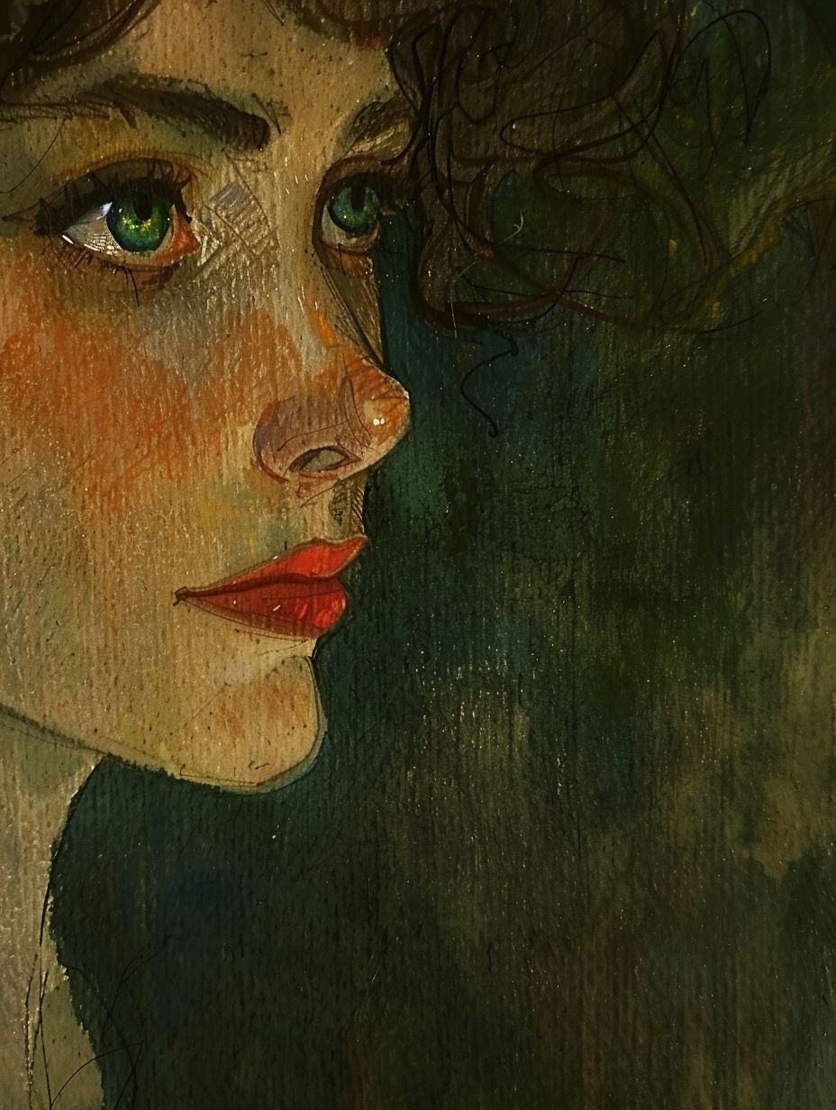 Ethereal Gaze in Oil Texture - Image 3