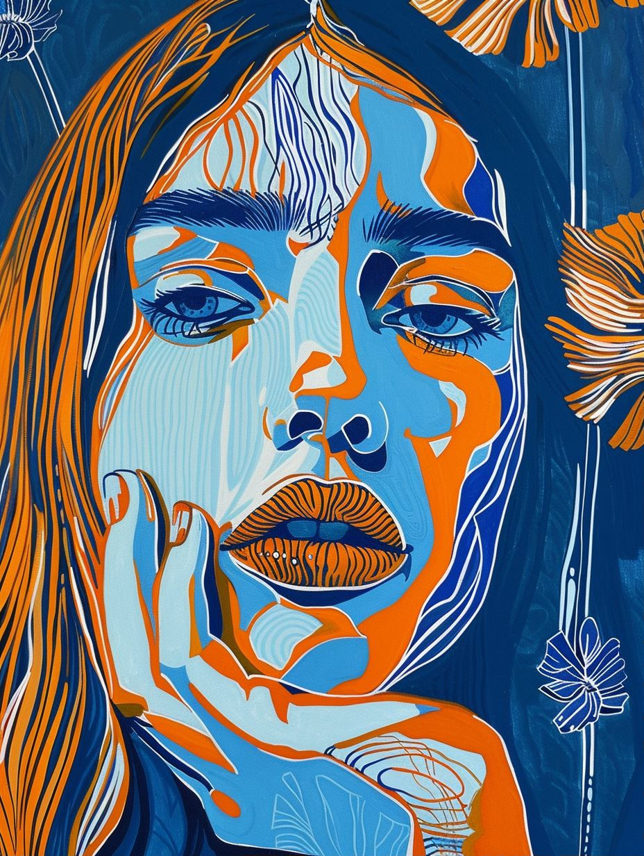 Electric Azure and Amber Portrait - Image 1