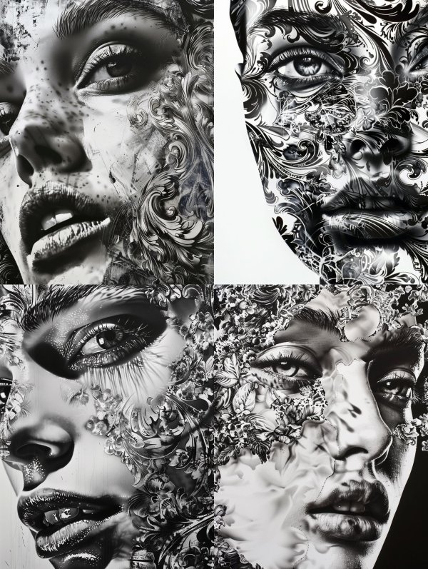 Intricate Monochrome Floral Portraits