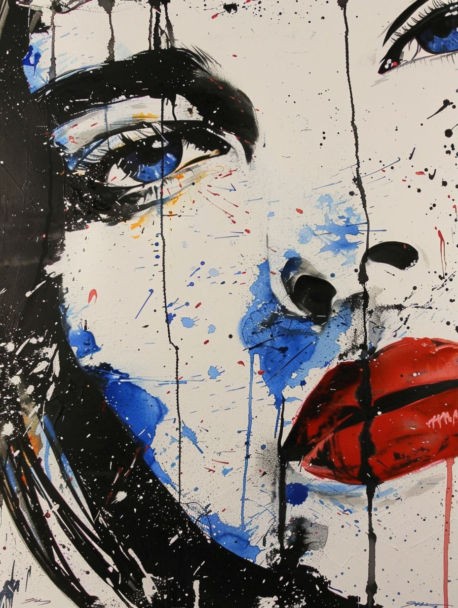Abstract Blue Splatter Portraiture - Image 3