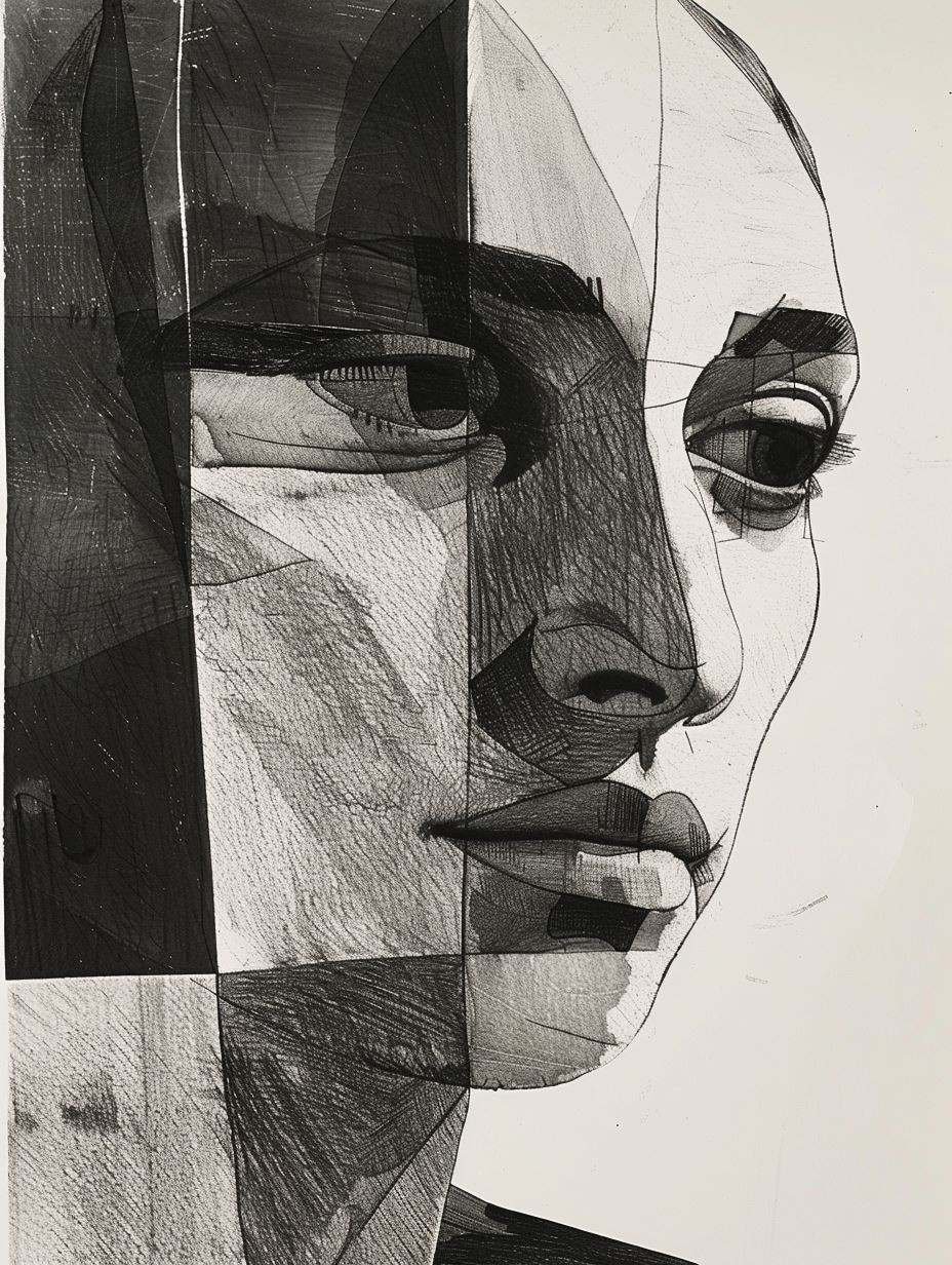 Fragmented Monochromatic Portrait Study - Image 3