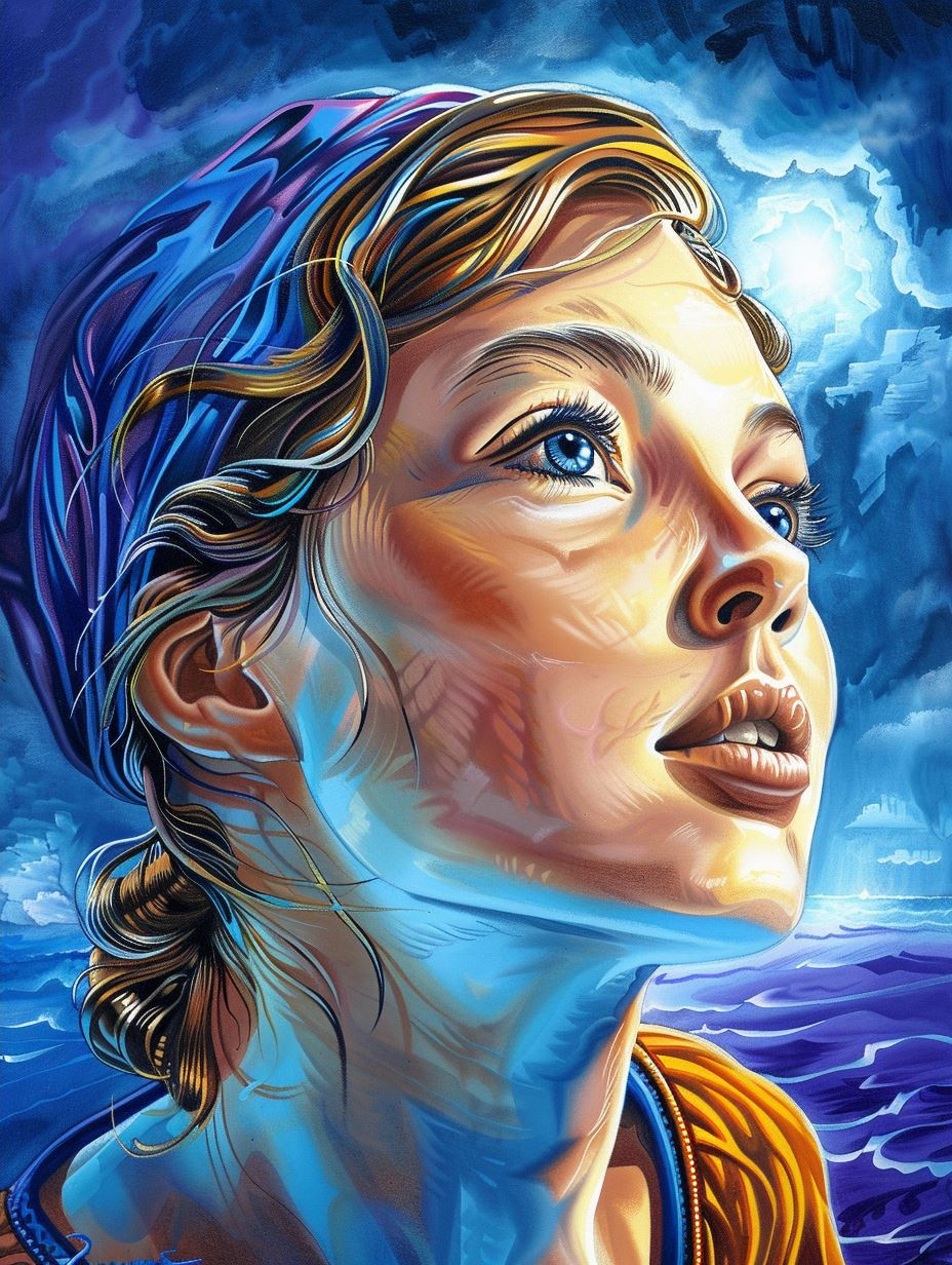 Azure Visions: Ethereal Female Portraits - Image 4