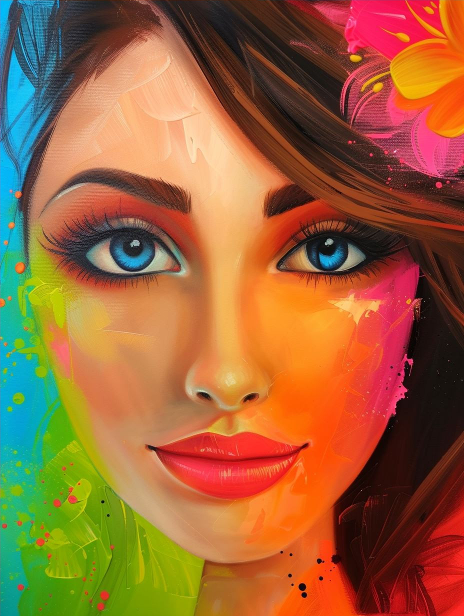 Vibrant Neon Tropical Beauty - Image 4
