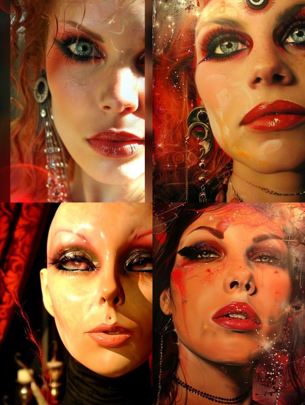 Ethereal Crimson Gaze Portrait
