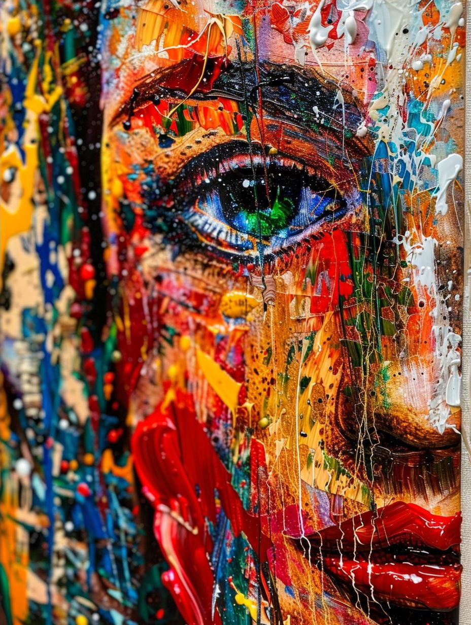 Vibrant Impasto Portrait Gaze - Image 4