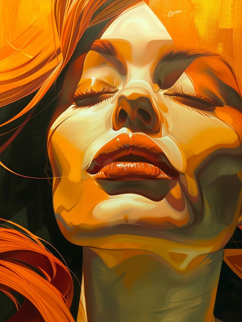 Neon Amber Surrealist Portrait - Image 4