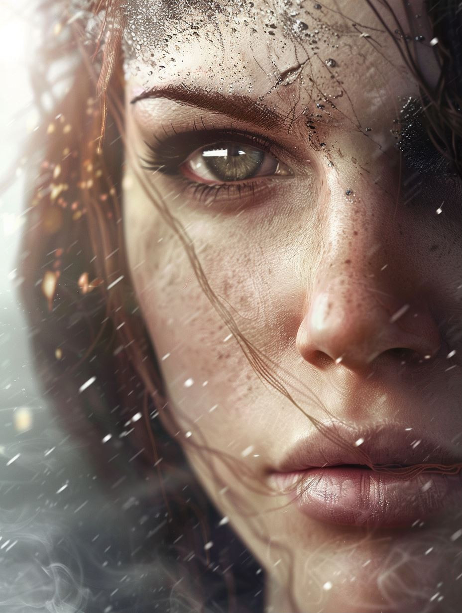 Ethereal Gaze in Frozen Mist - Image 1