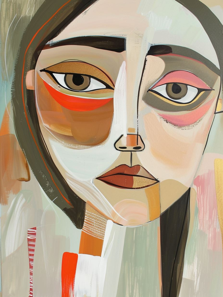 Abstract Faces in Modern Geometric Harmony - Image 1
