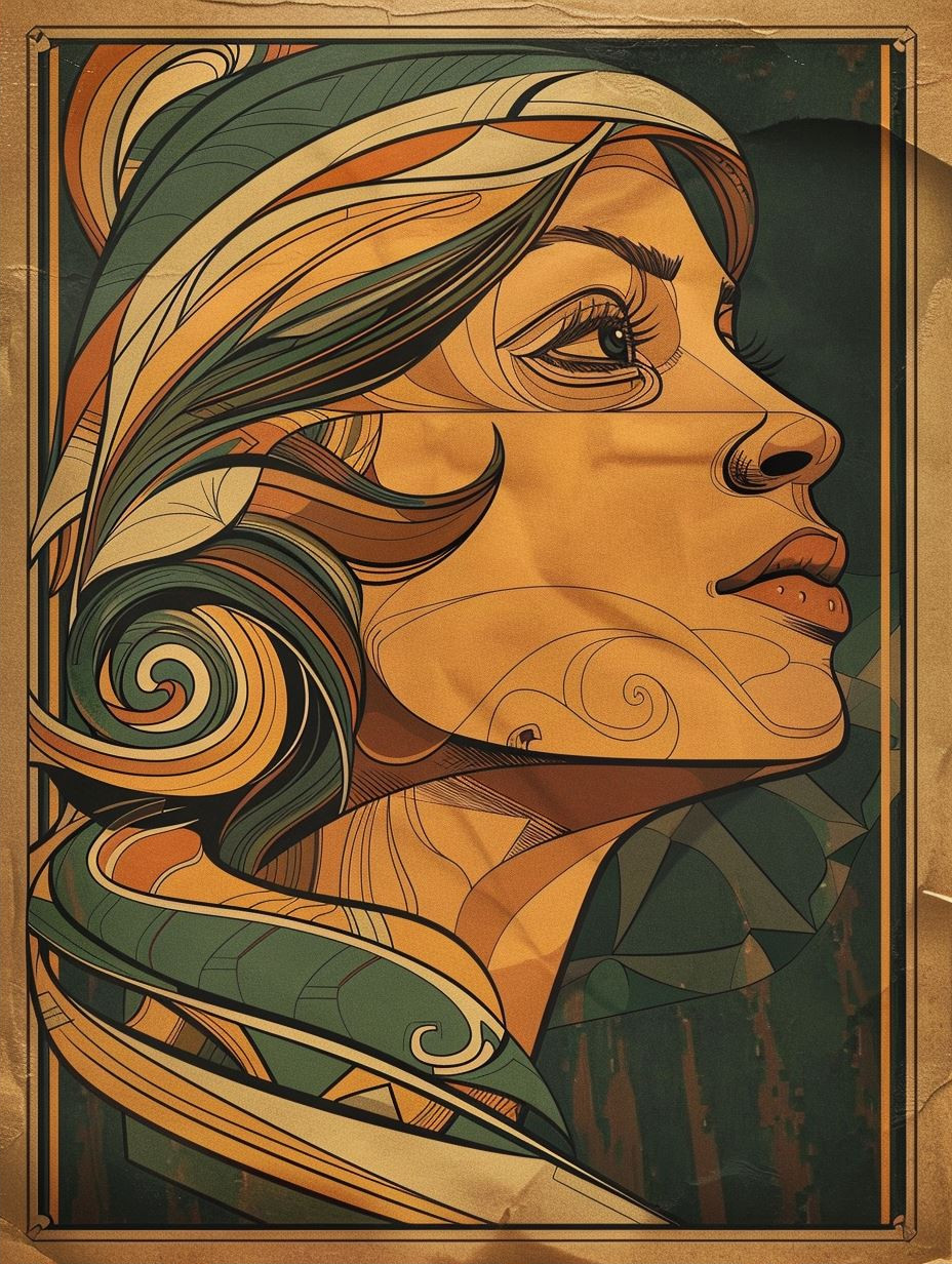 Vintage Art Nouveau Portrait - Image 2