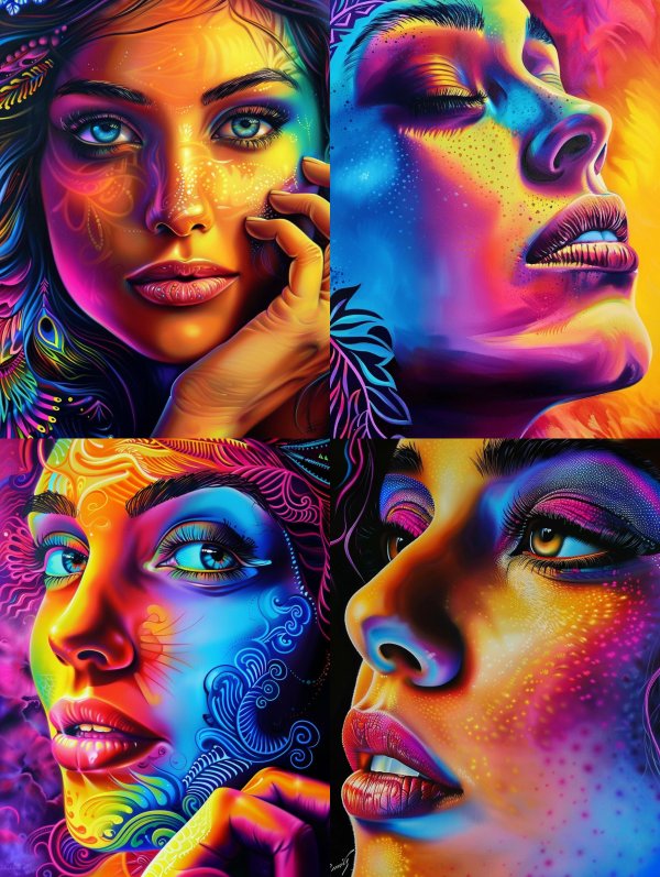 Neon Prism Portraiture Art
