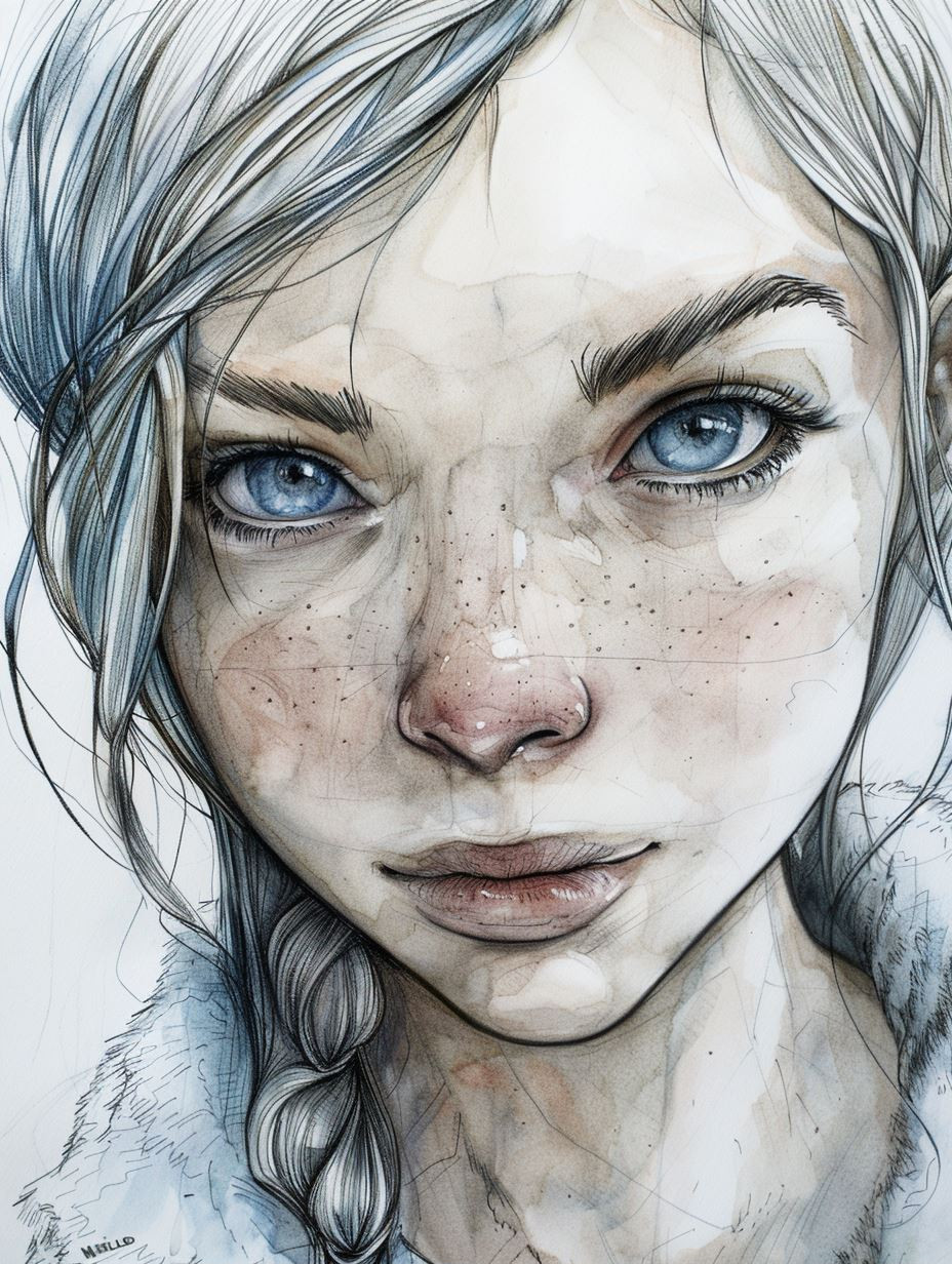 Ethereal Gazes in Ink and Wash - Image 2