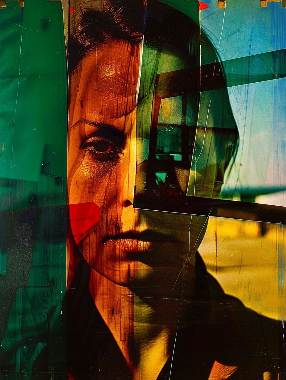 Fragmented Gaze in Neon Hues - Image 1