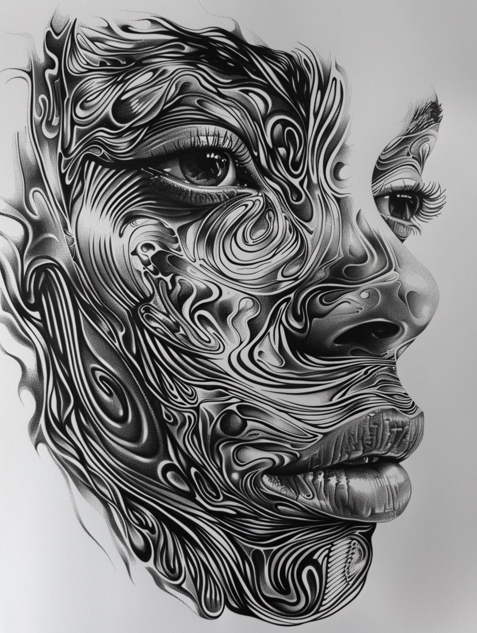 Surrealist Charcoal Portrait Studies - Image 3