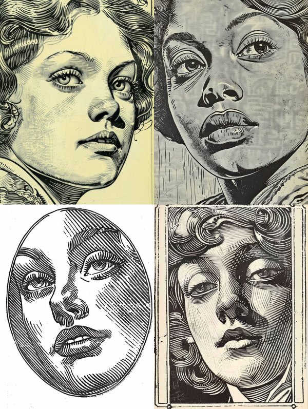 Vintage Etched Portraiture Study