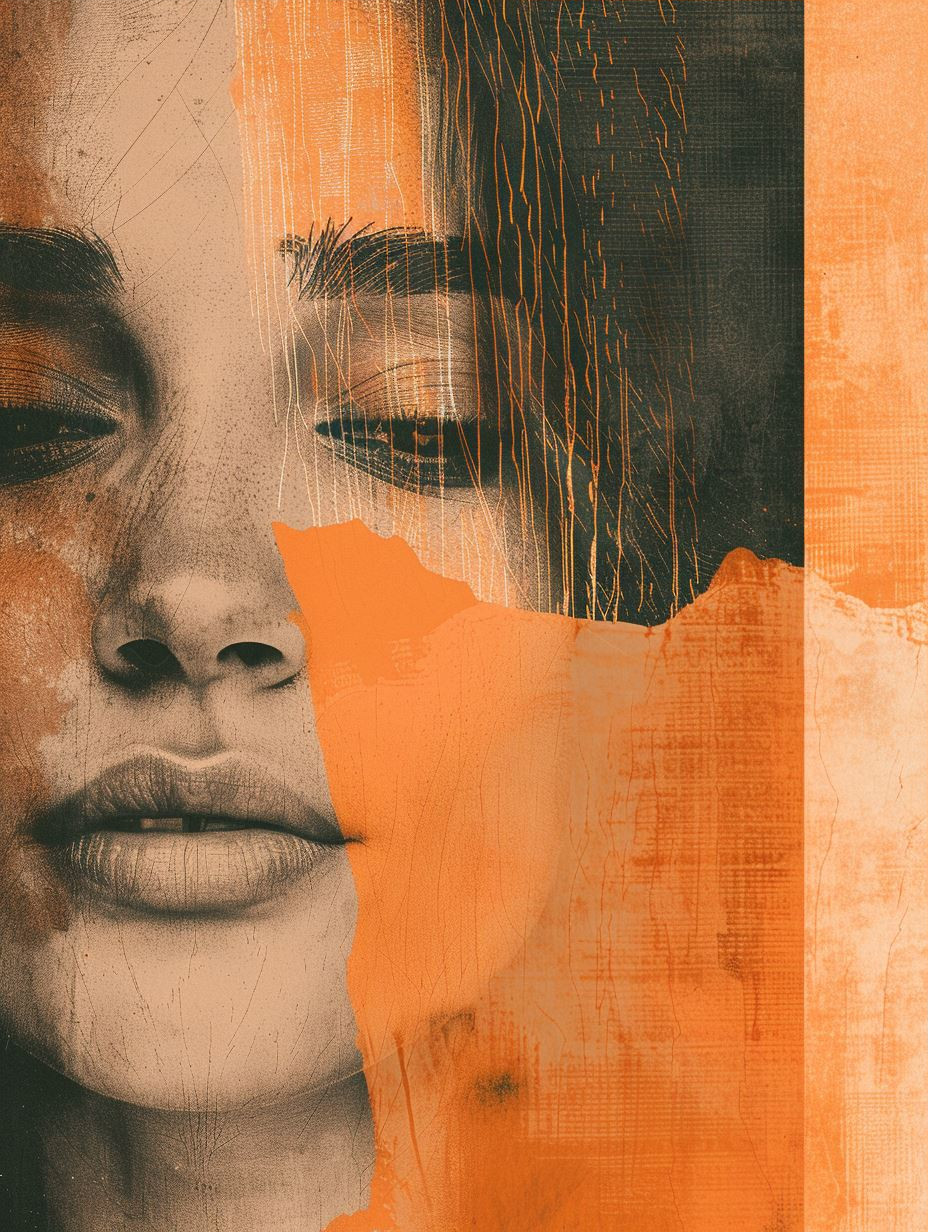 Abstract Orange Portrait Collage - Image 3