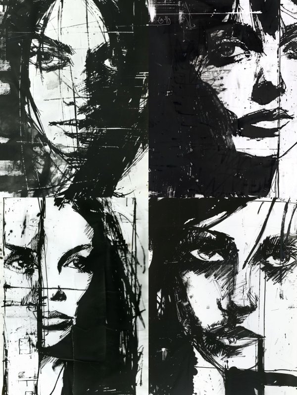 Fragmented Gazes in Ink