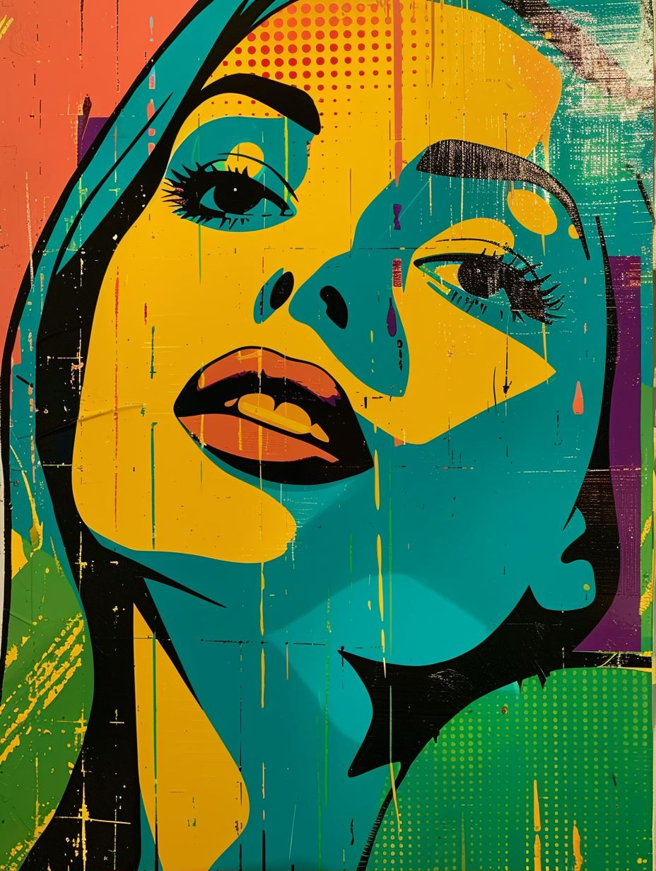 Vibrant Pop Art Women Quadriptych - Image 1