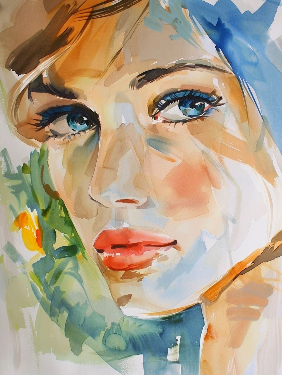 Abstract Watercolor Ethereal Portrait - Image 2