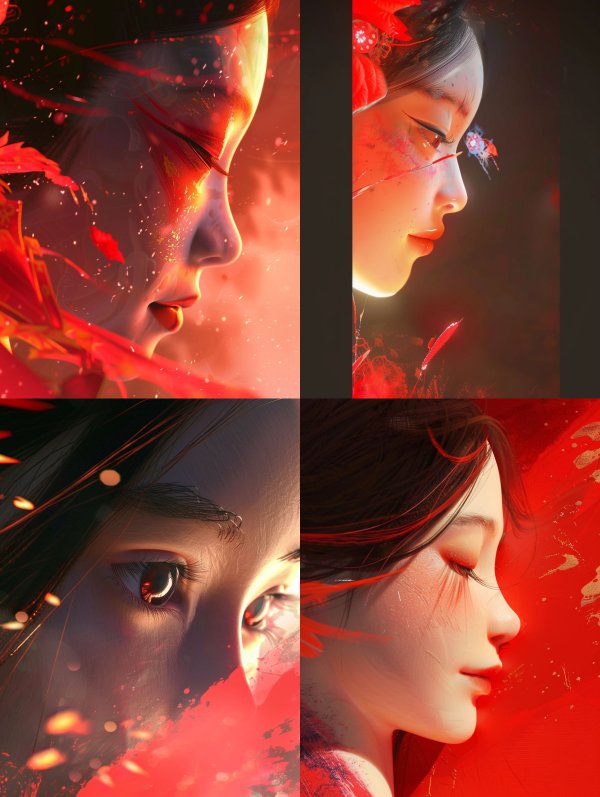 Crimson Dreams of Ethereal Beauty
