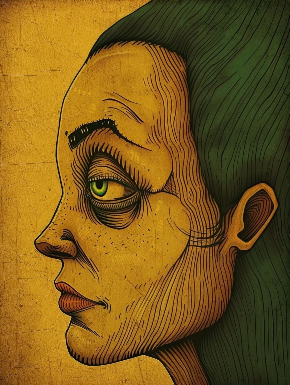 Melancholy Gaze of Olive Hues - Image 4