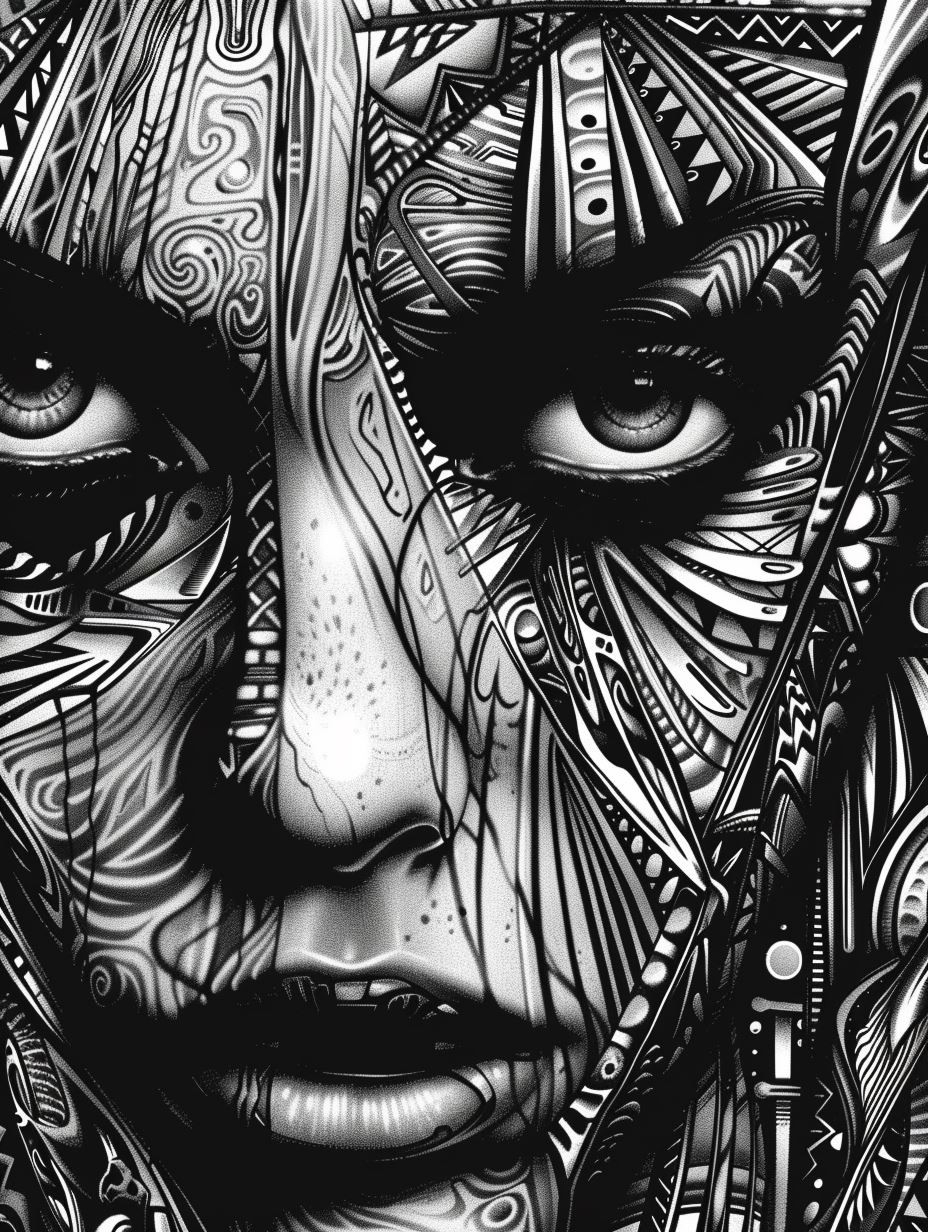 Intricate Monochrome Surrealist Portraits - Image 3