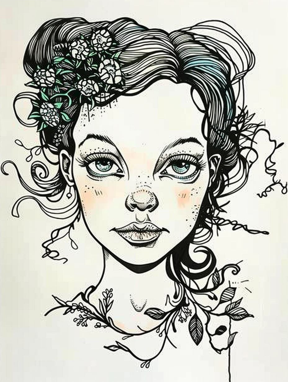 Whimsical Surrealist Ink Portraits - Image 3