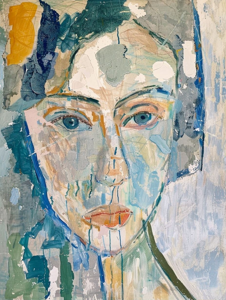 Ethereal Blue Impressionist Portrait - Image 2